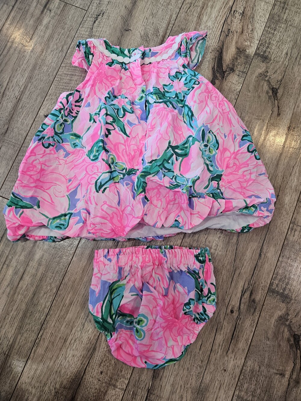 Lilly Pulitzer Baby Paloma Bubble Dress 3-6 mo Pink Floral Vacation Resort - Picture 5 of 6